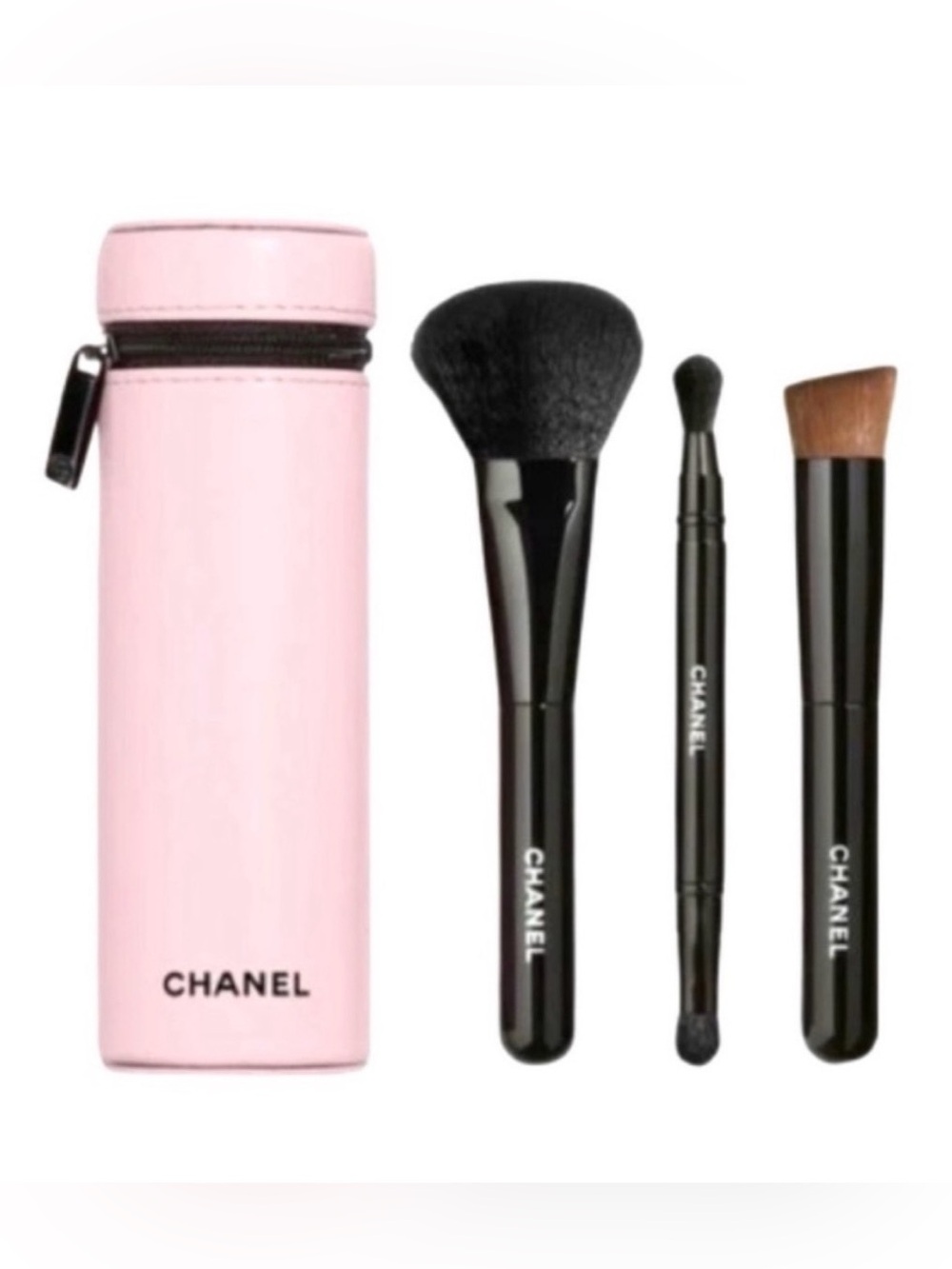 NIB CHANEL Limited Edition Set of 3 Makeup Brushes w/ Case 111 Ballerina Pink
